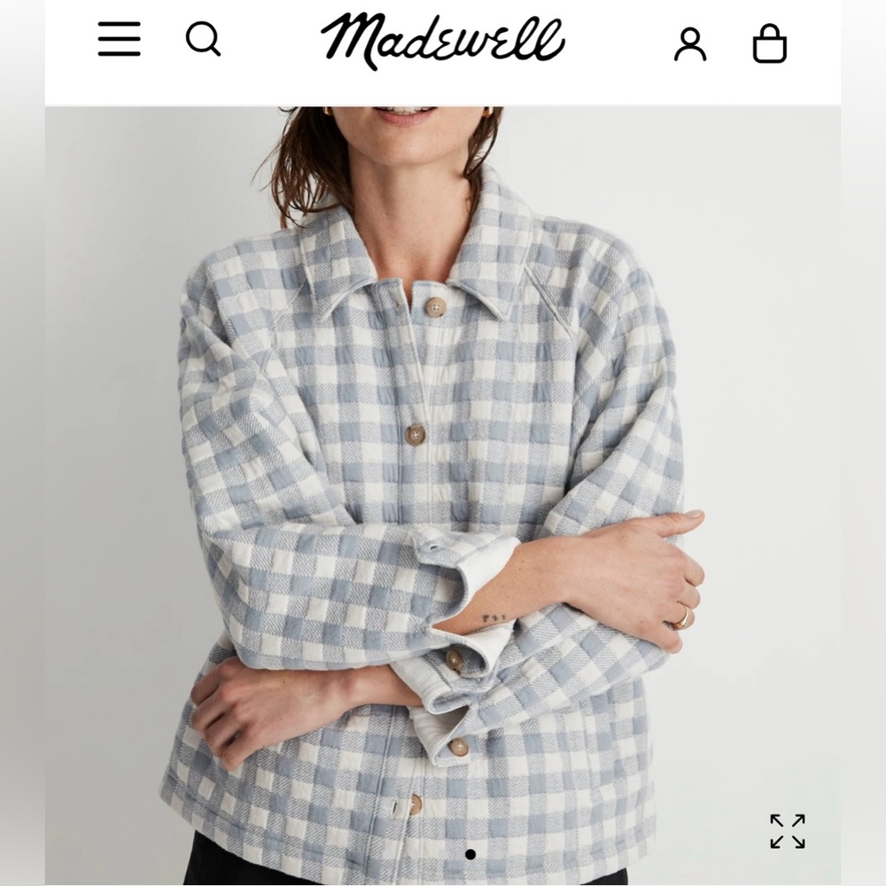 Madewell Gingham Quilted Crop Shirt-Jacket